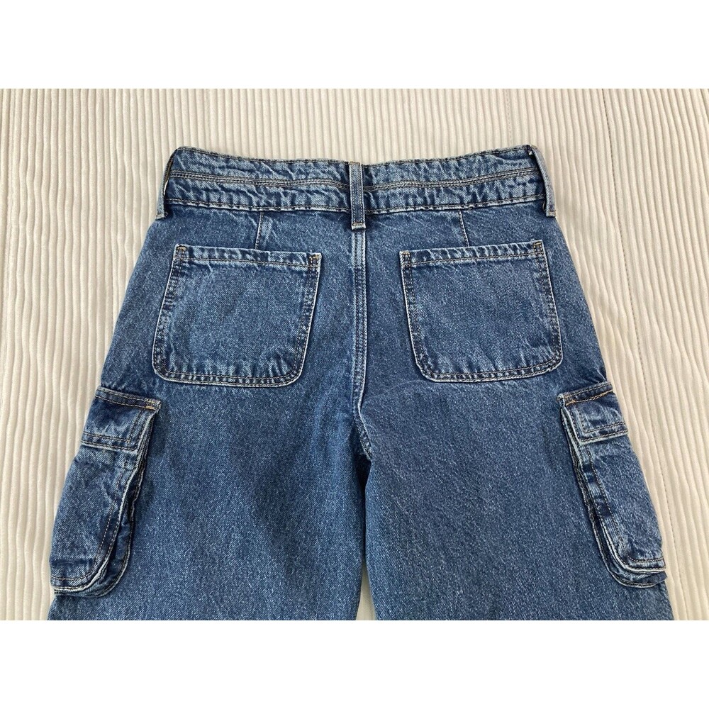 Aeropostale Womens 000R Baggy Wide Leg Cargo Jeans Blue Y2K Skater Grunge - Picture 5 of 13
